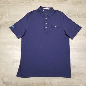 Criquet Men’s Navy Blue Short Sleeve Polo Shirt Sz XL Stretch Pocket Golf Casual